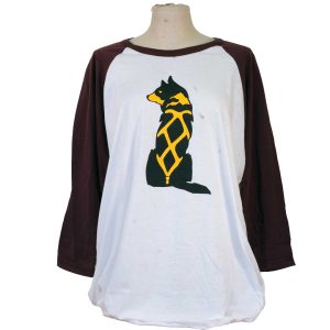 Sitting Dog Ladies Baseball T-Shirt