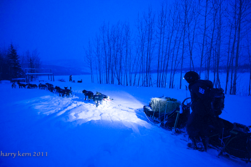 Dallas Seavey comes into Forty mile for a rest stop.